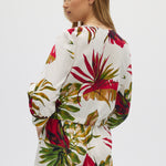 Linen Belted Top With Floral Print back