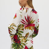 Linen Belted Top With Floral Print back