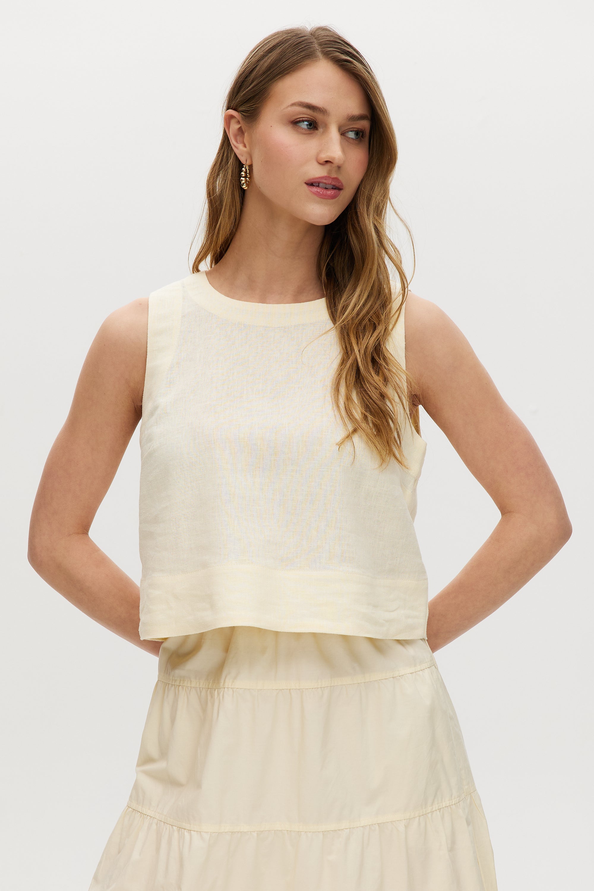 Yellow Sleeveless Cropped Top | Hilary Radley