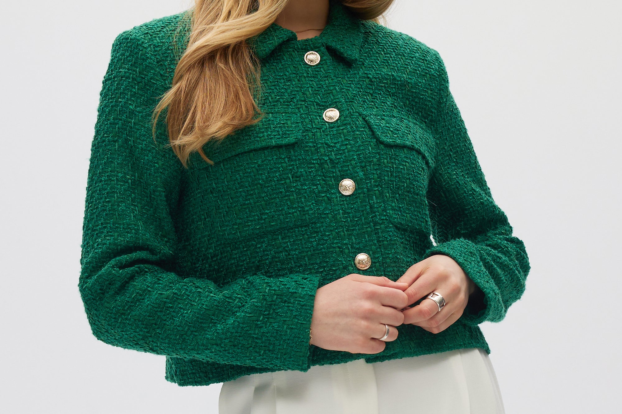 Green Essential Button Jacket front 