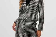 Navy Off White High-rise twill jacket in houndstooth front