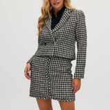 Navy Off White High-rise twill jacket in houndstooth front