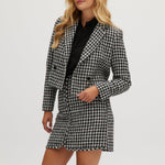 Navy Off White High-rise twill jacket in houndstooth side