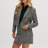 Navy Off White High-rise twill jacket in houndstooth side