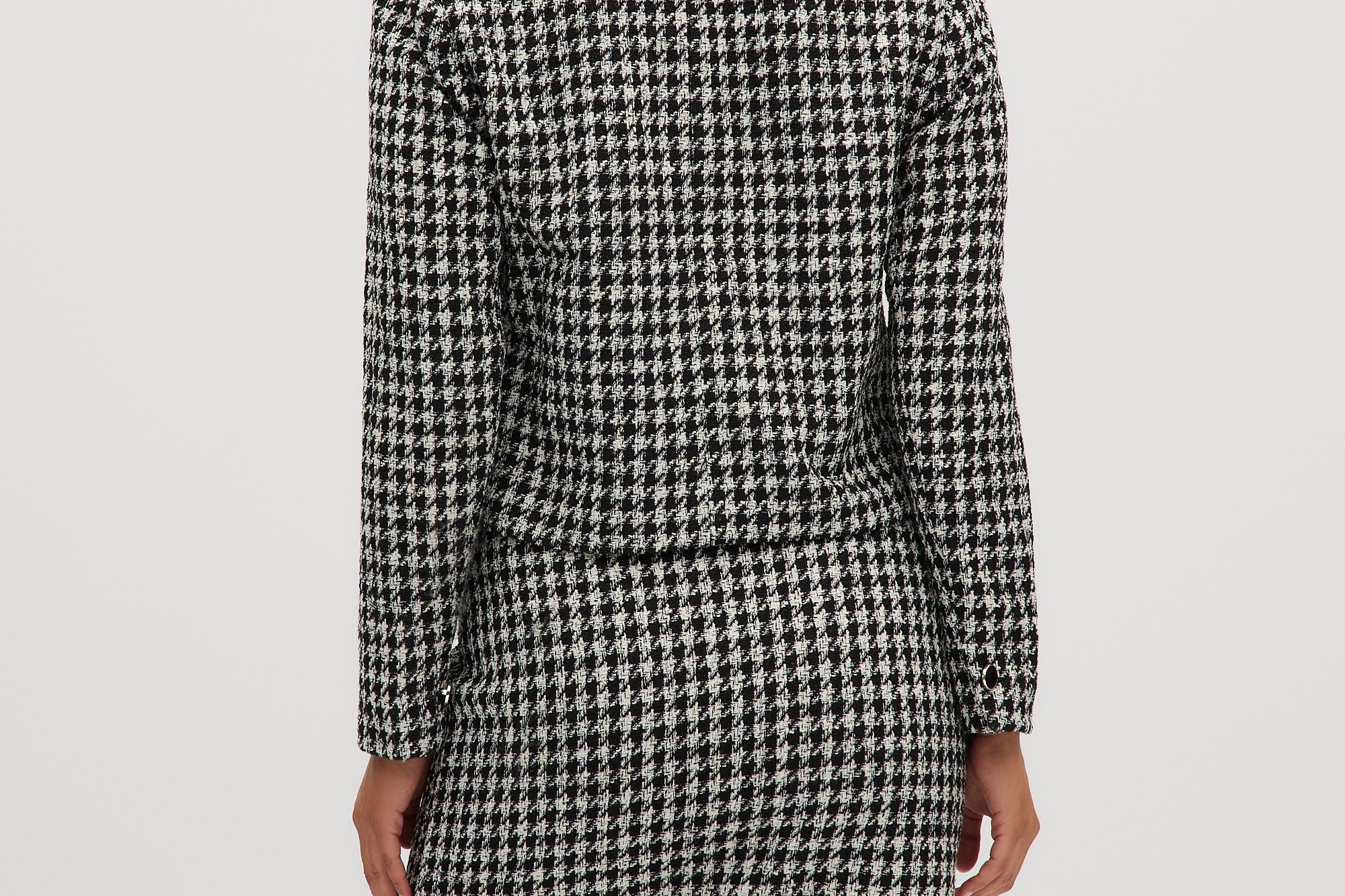 Navy Off White High-rise twill jacket in houndstooth backNavy Off White