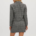 Navy Off White High-rise twill jacket in houndstooth backNavy Off White