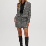 Navy Off White High-rise twill jacket in houndstooth full body