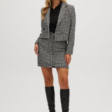 Navy Off White High-rise twill jacket in houndstooth full body
