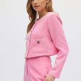 Pink Bouclé Cropped Jacket side