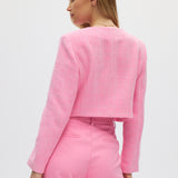 Pink Bouclé Cropped Jacket back