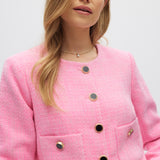Pink Bouclé Cropped Jacket close up