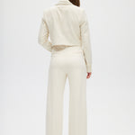 Off White Pinstripe Cropped Blazer back