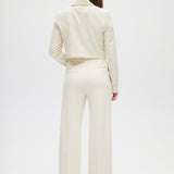 Off White Pinstripe Cropped Blazer back