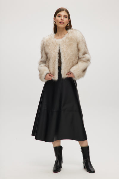 BEIGE SHORT VEGAN FUR JACKET – Hilary Radley