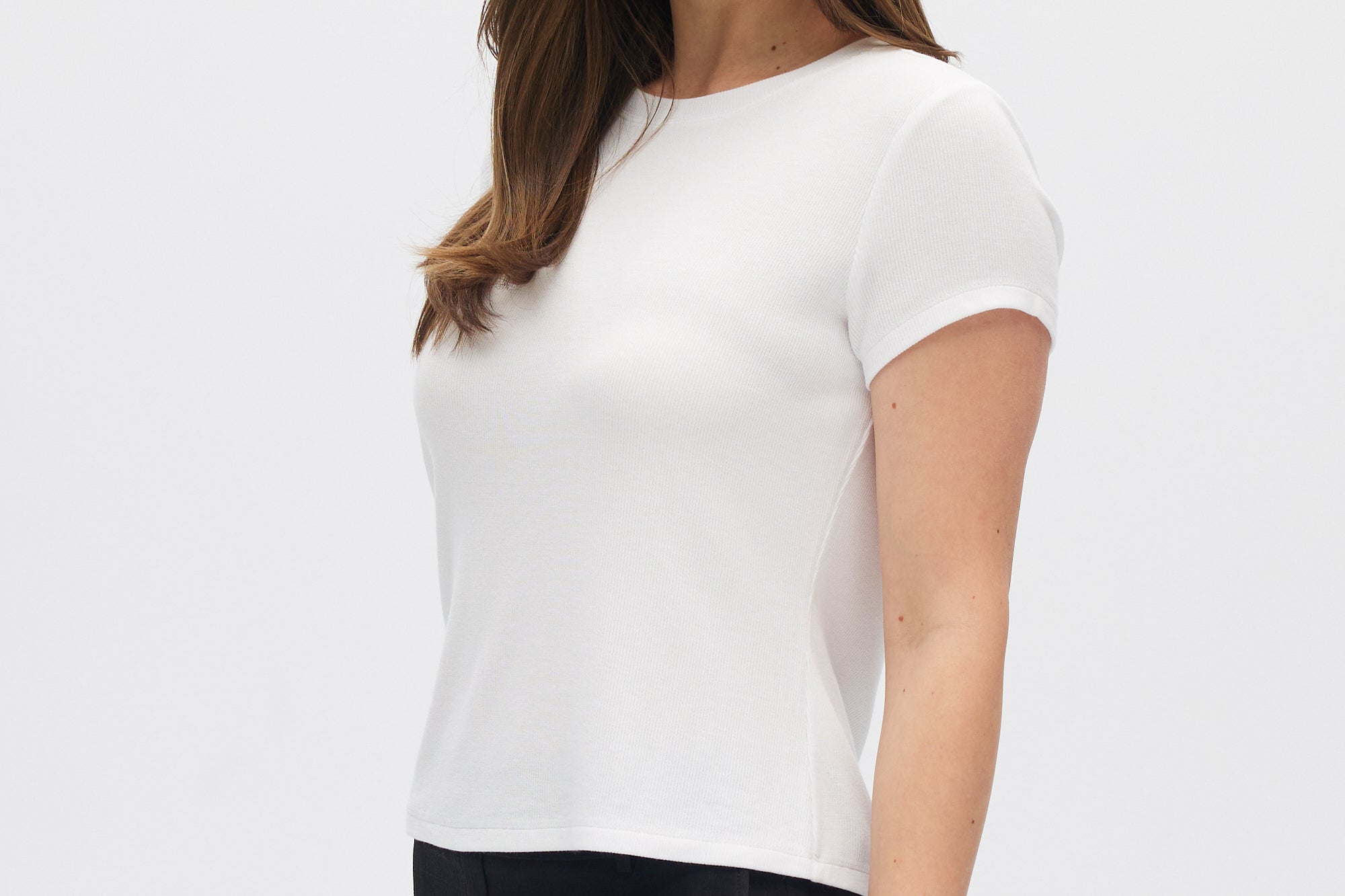 White Ribbed Essential Baby Style Tee side