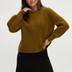 Mustard shaker stitch raglan cardigan with button closure and ribbed texture
