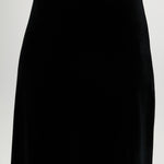 Black Velvet Midi Skirt featuring a lace hem and pull-on design by Hilary Radley.